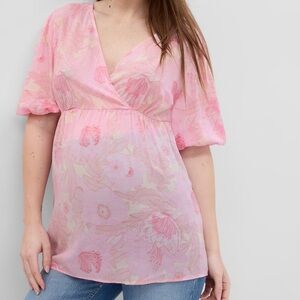 Pink Floral Maternity Blouse